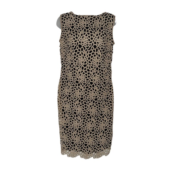 Tadashi Shoji Sz 6 Gold Floral Sleeveless Mini Laser Cut Lace Cocktail Dress - Picture 1 of 9